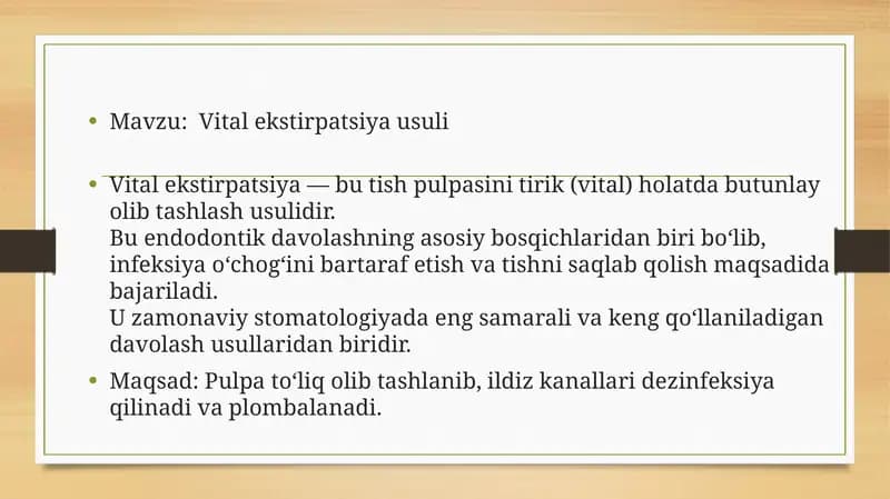 Vital ekstirpatsiya usuli
