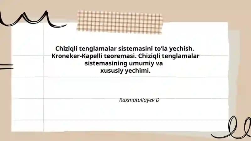 Chiziqli tenglamalar sistemasi