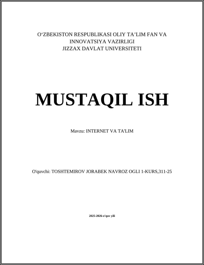 INTERNET VA TA'LIM