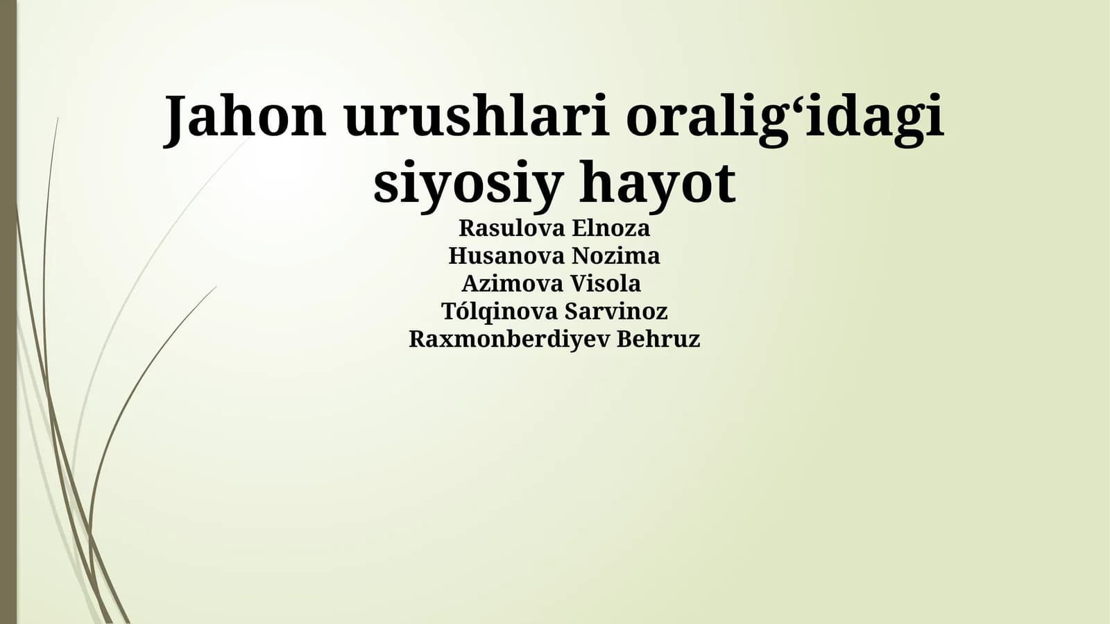 Jahon urushlari oralig‘idagi siyosiy hayot