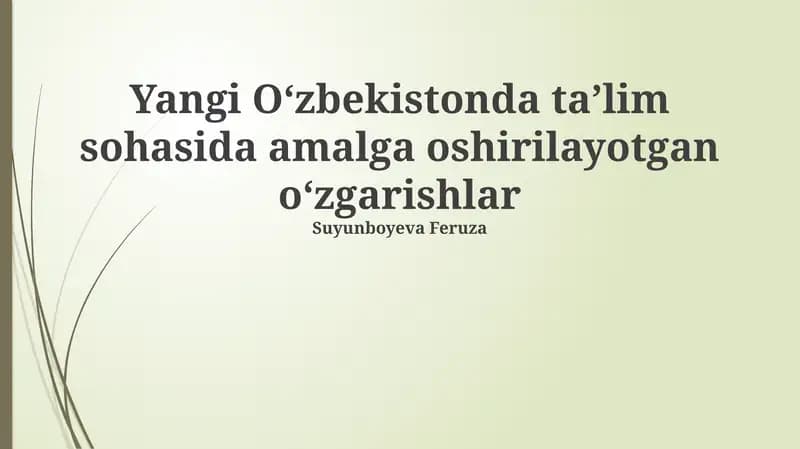 Ta'lim Islohotlarining Asosiy Yo'nalishlari