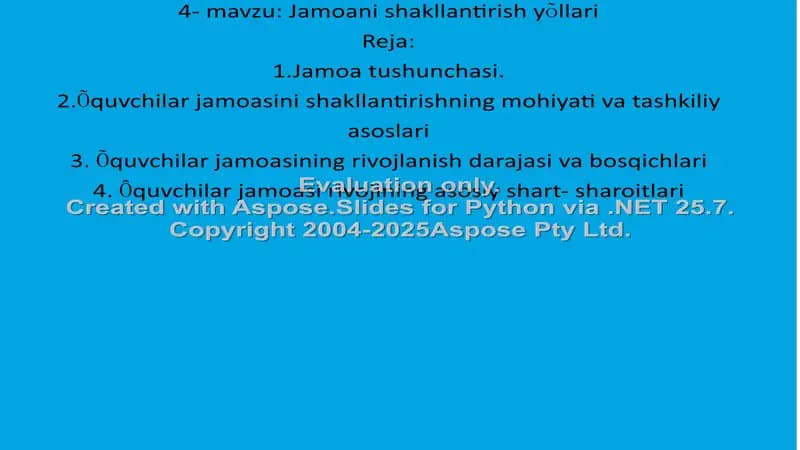 Jamoani shakllantirish yõllari