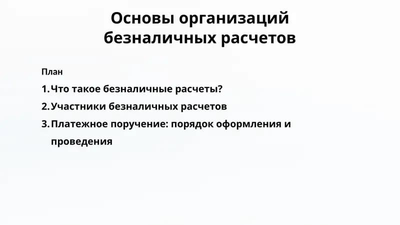Основы организации безналичных расчетов