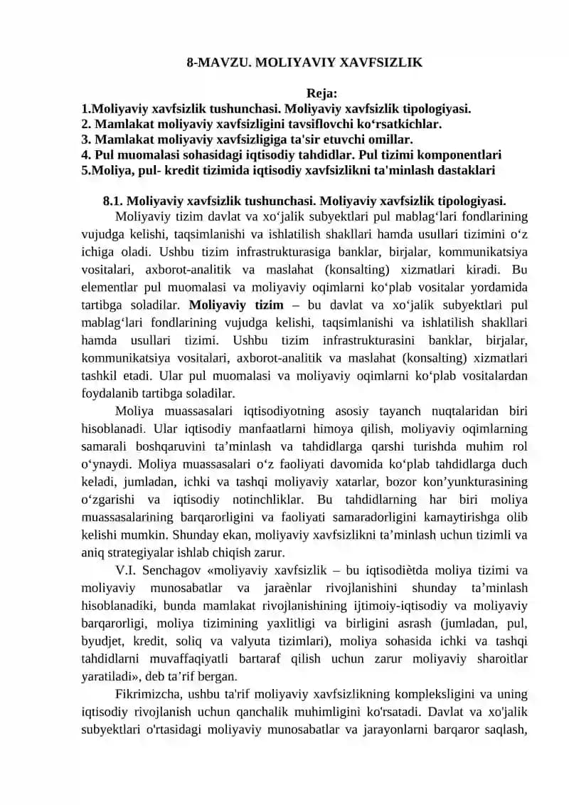 Moliyaviy xavfsizlik