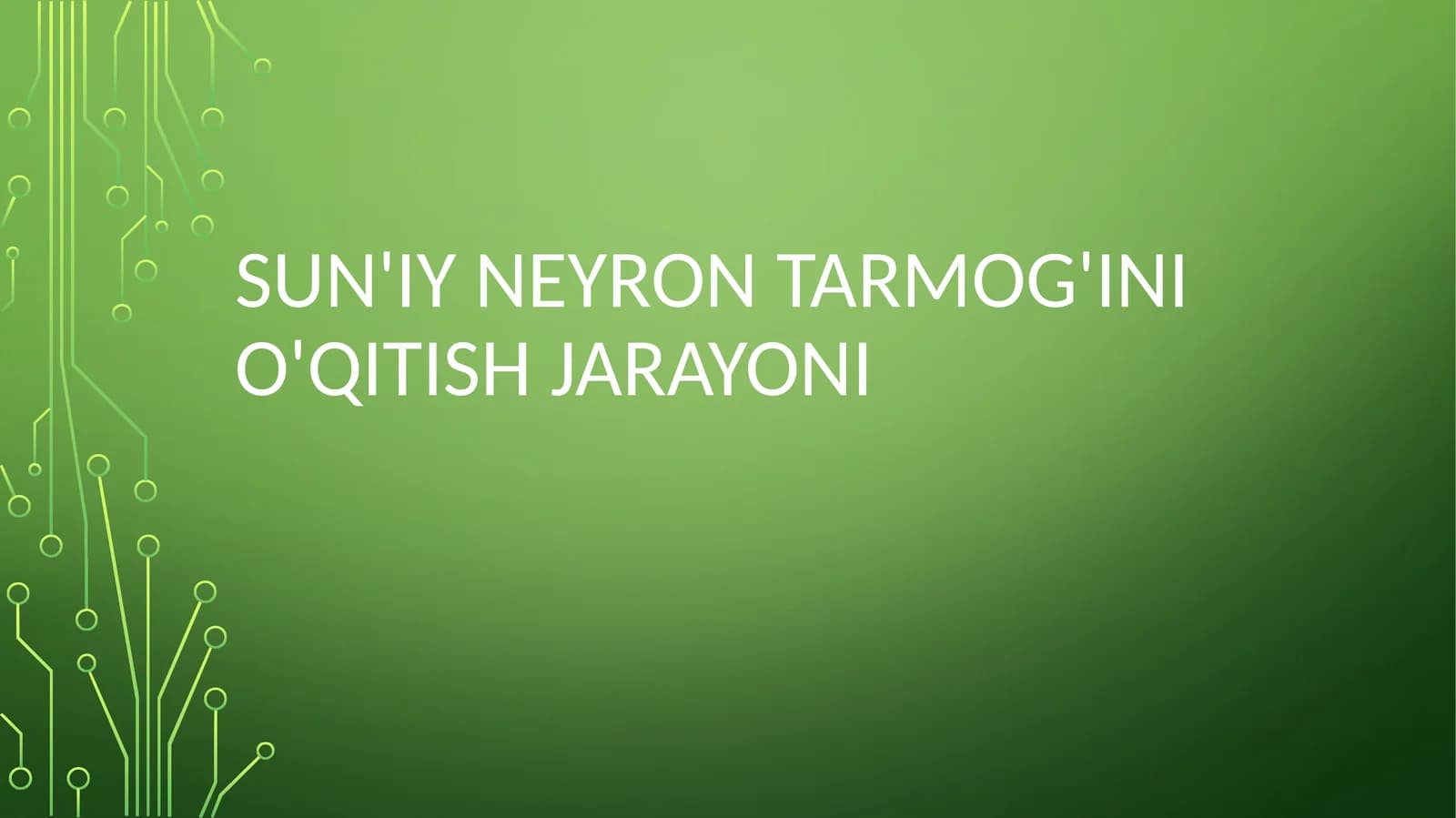 Sun'iy neyron tarmoqlarini o'qitish jarayoni