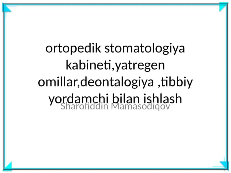 ortopedik stomatologiya kabineti