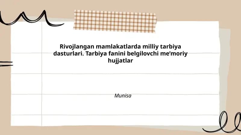 Rivojlangan mamlakatlarda milliy tarbiya dasturlari