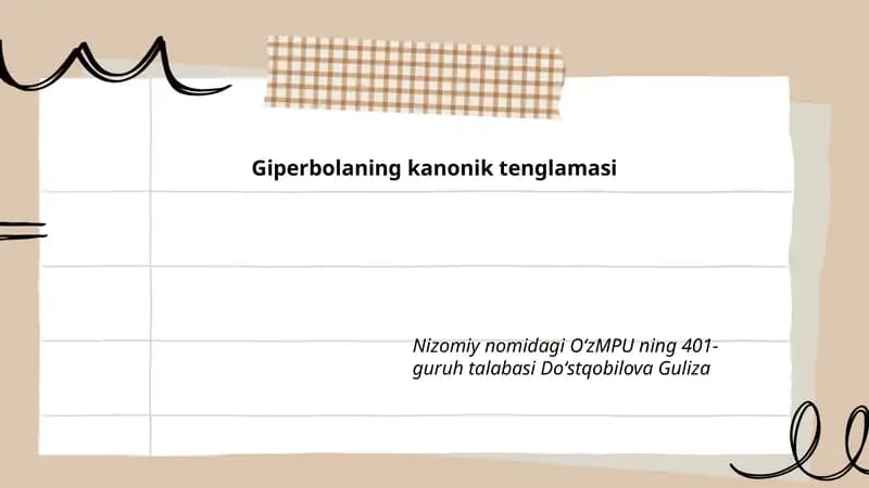 Giperbolaning kanonik tenglamasi