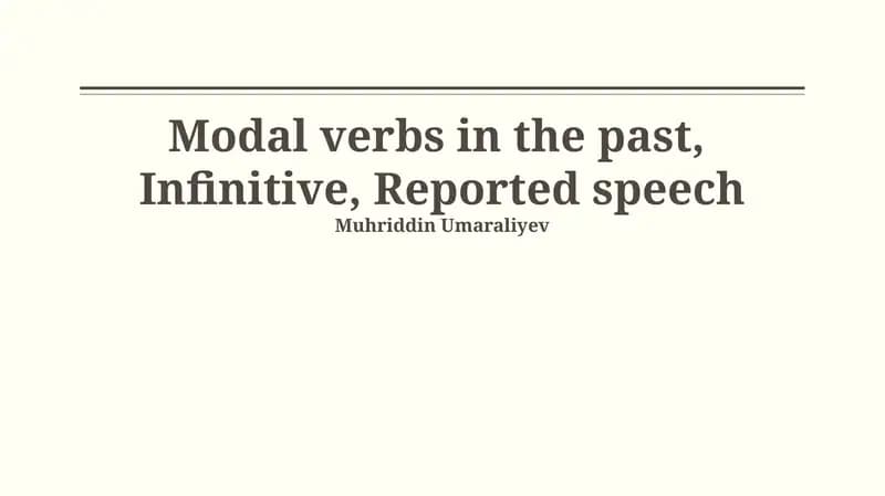 Modal Verbs in the Past Tense