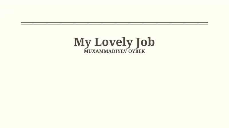 My Lovely Job
