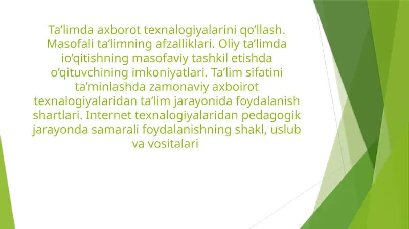 Masofali ta'limning afzalliklari