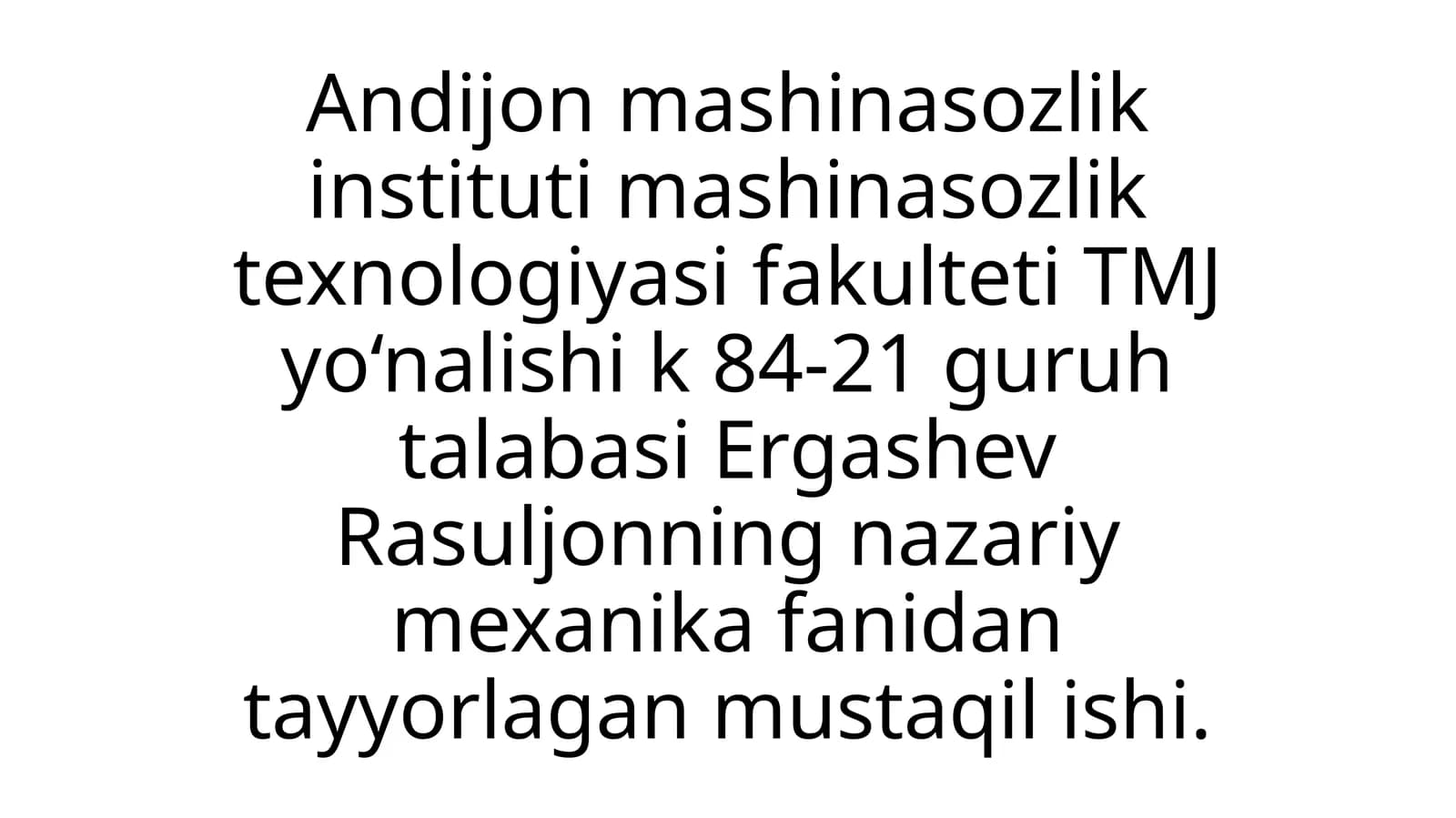 Nazariy mexanika fanidan. Ishqalanish Kuchi