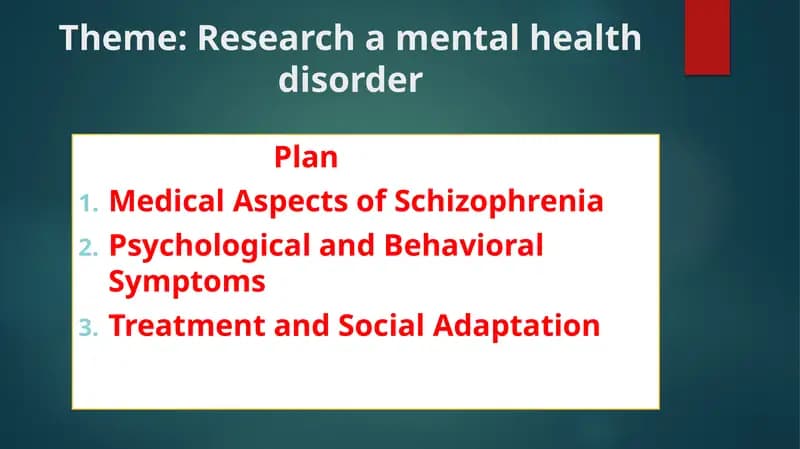 Research a mental health disorder