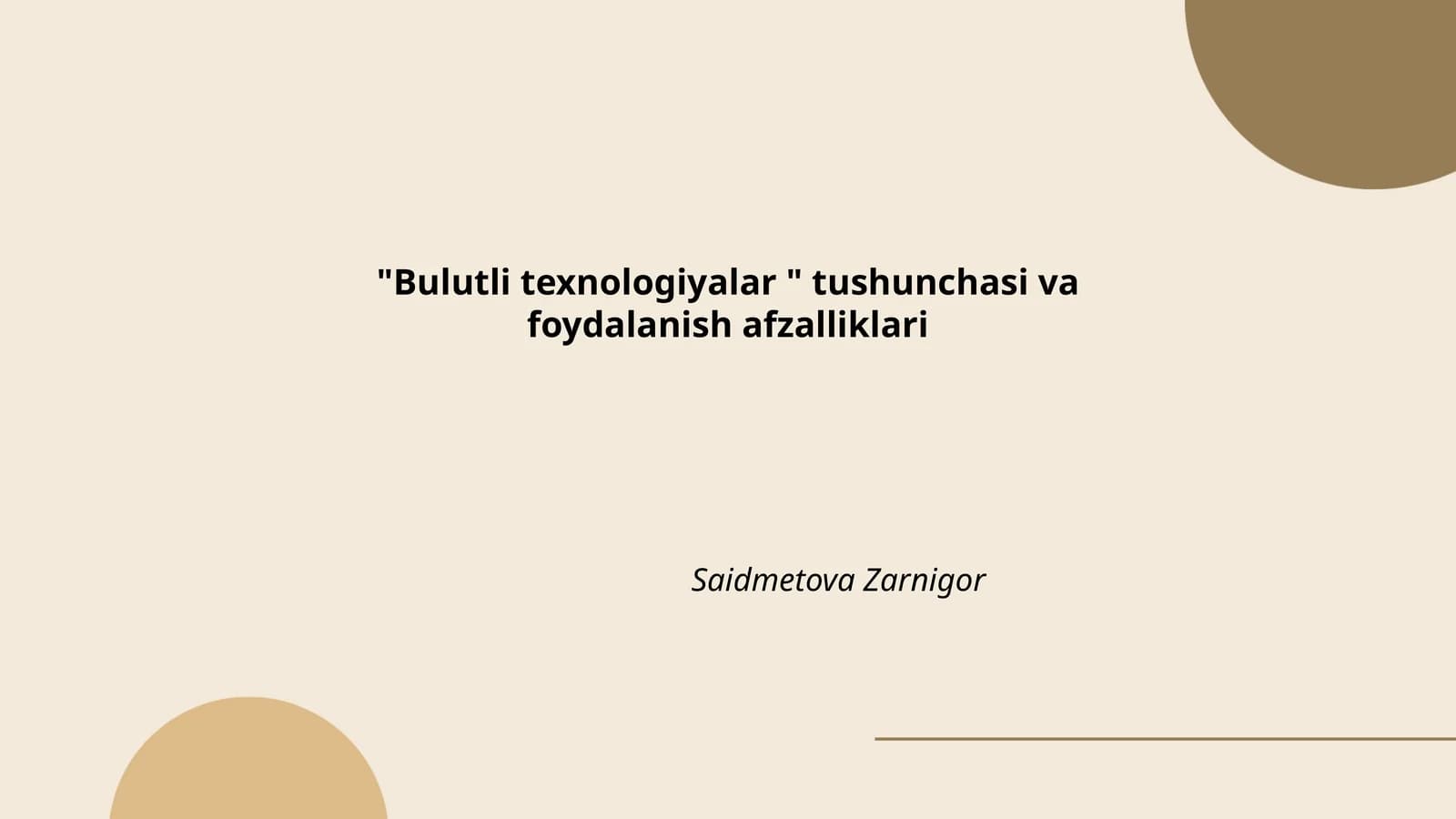 Bulutli texnologiyalar tushunchasi va foydalanish afzalliklari