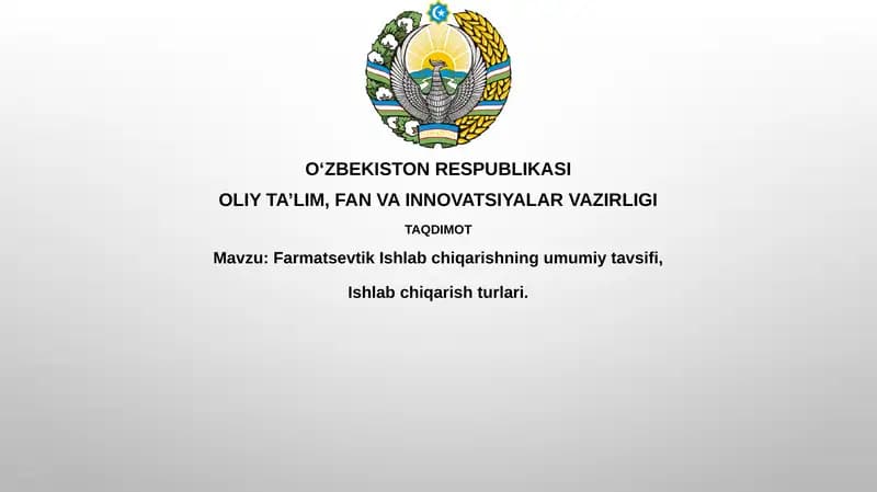 Farmatsevtika Ishlab Chiqarish