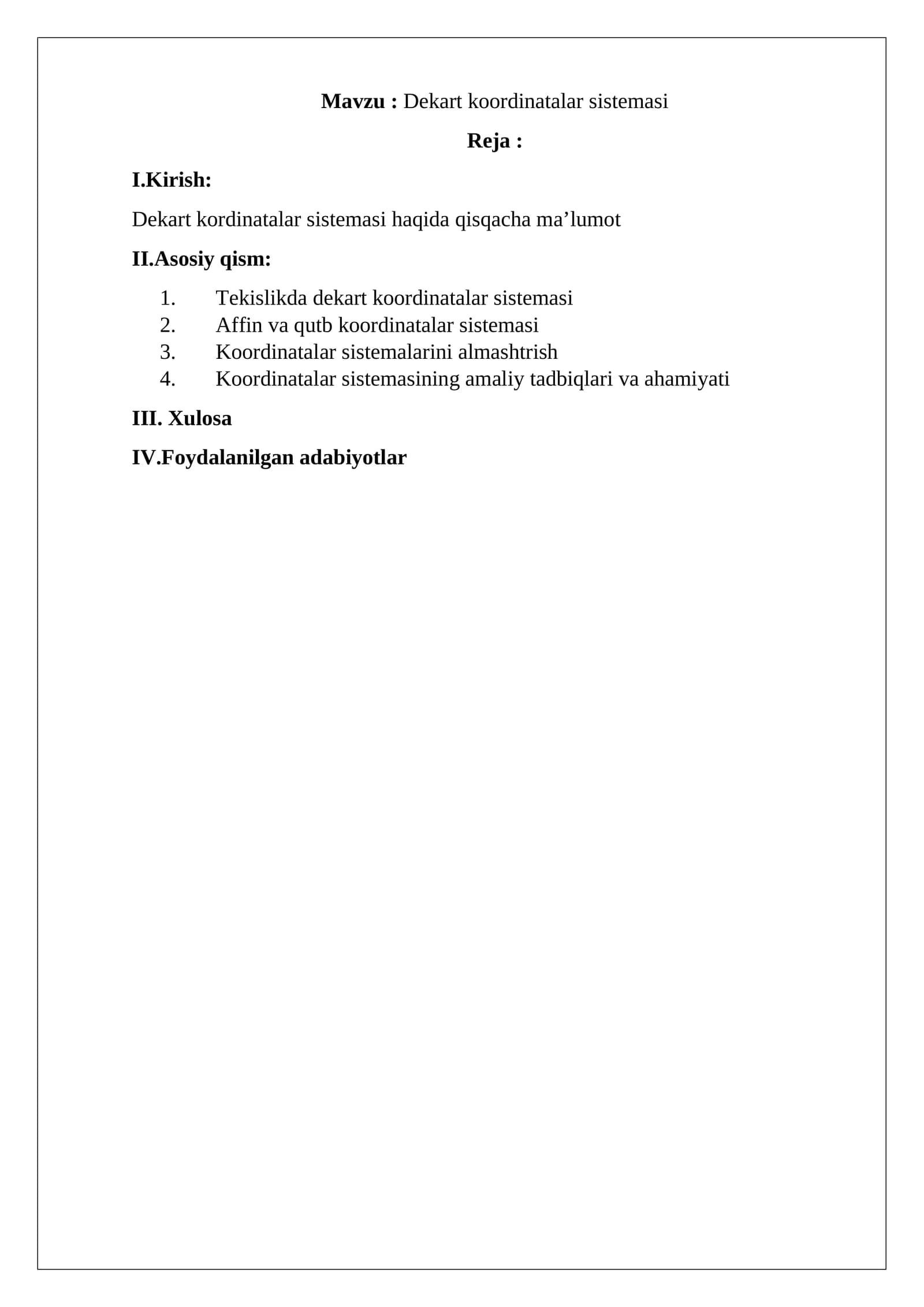 Dekart koordinatalar sistemasi