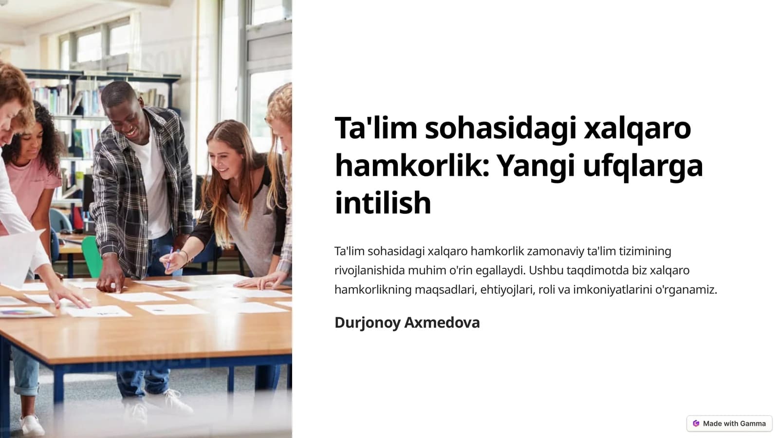TA'LIM SOHASIDAGI XALQARO HAMKORLIK