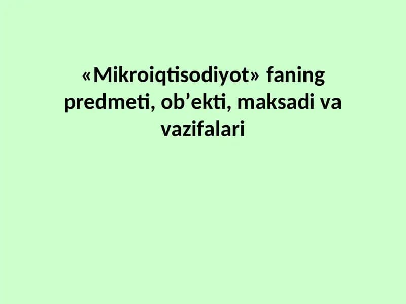 Mikroiqtisodiyot
