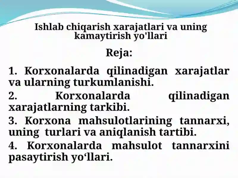 Ishlabchiqarish xarajatlari