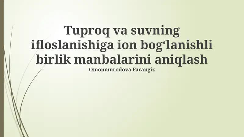 Ionli bog'lanish va ifloslanish