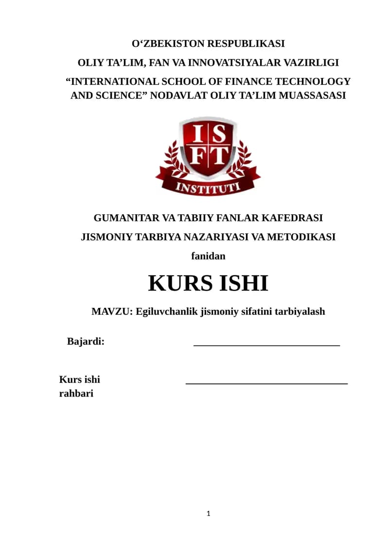 Egiluvchanlik jismoniy sifatini tarbiyalash