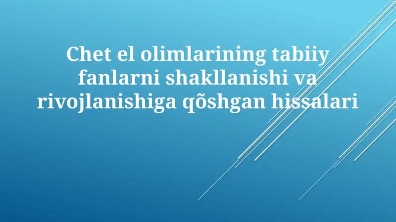 Markaziy Osiyoda Tabiiy Fanlar
