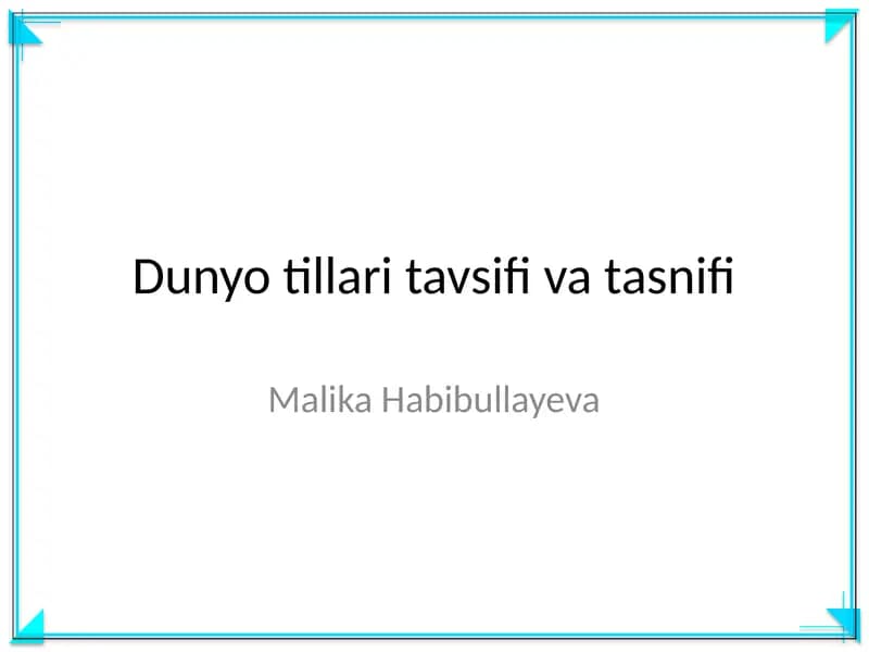 Dunyo tillari tavsifi va tasnifi