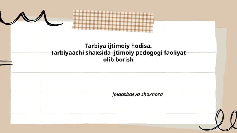 Tarbiya Ijtimoiy Hodisa
