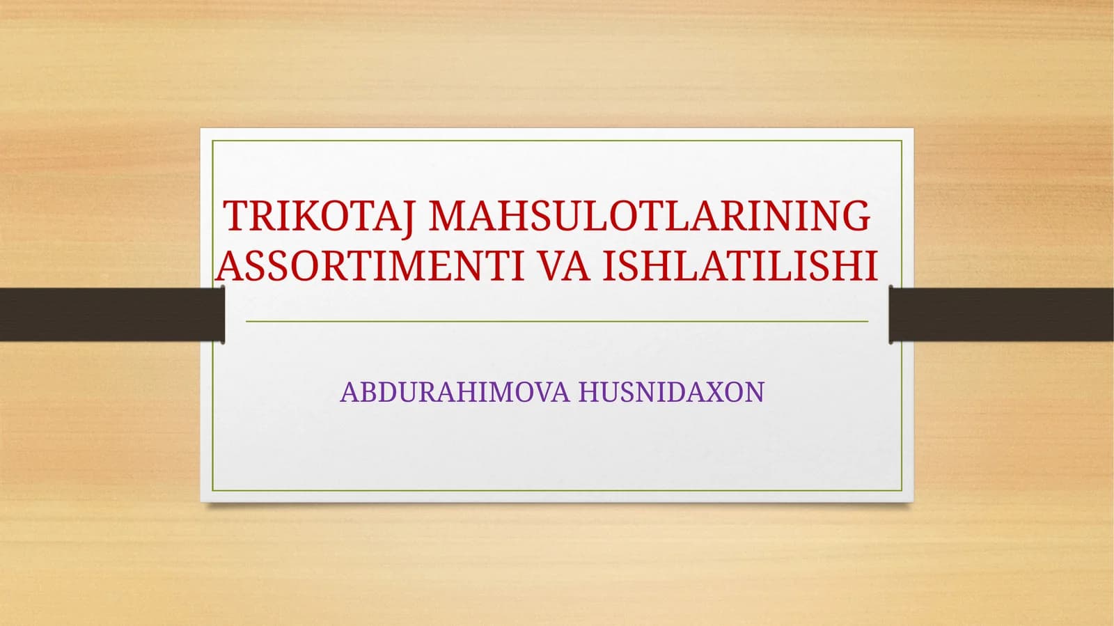 Trikotaj mahsulotlari assortimenti va ishlatilishii