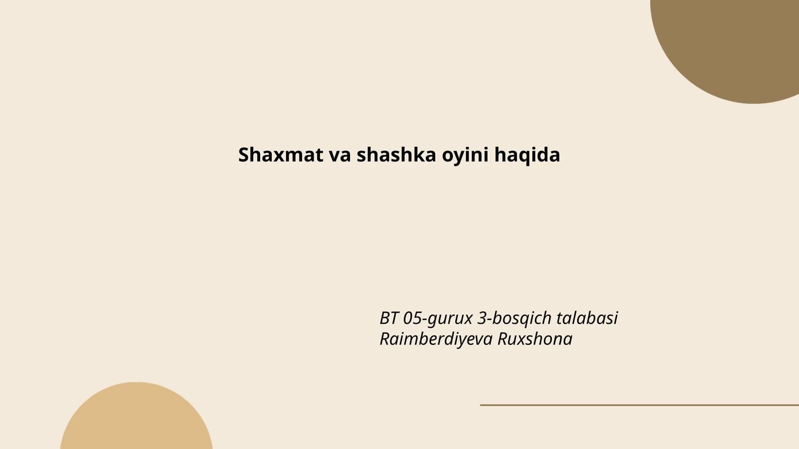 Shaxmat va shashka oyini haqida