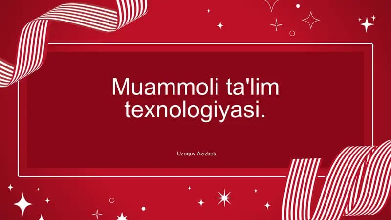 Muammoli ta'lim texnologiyasi