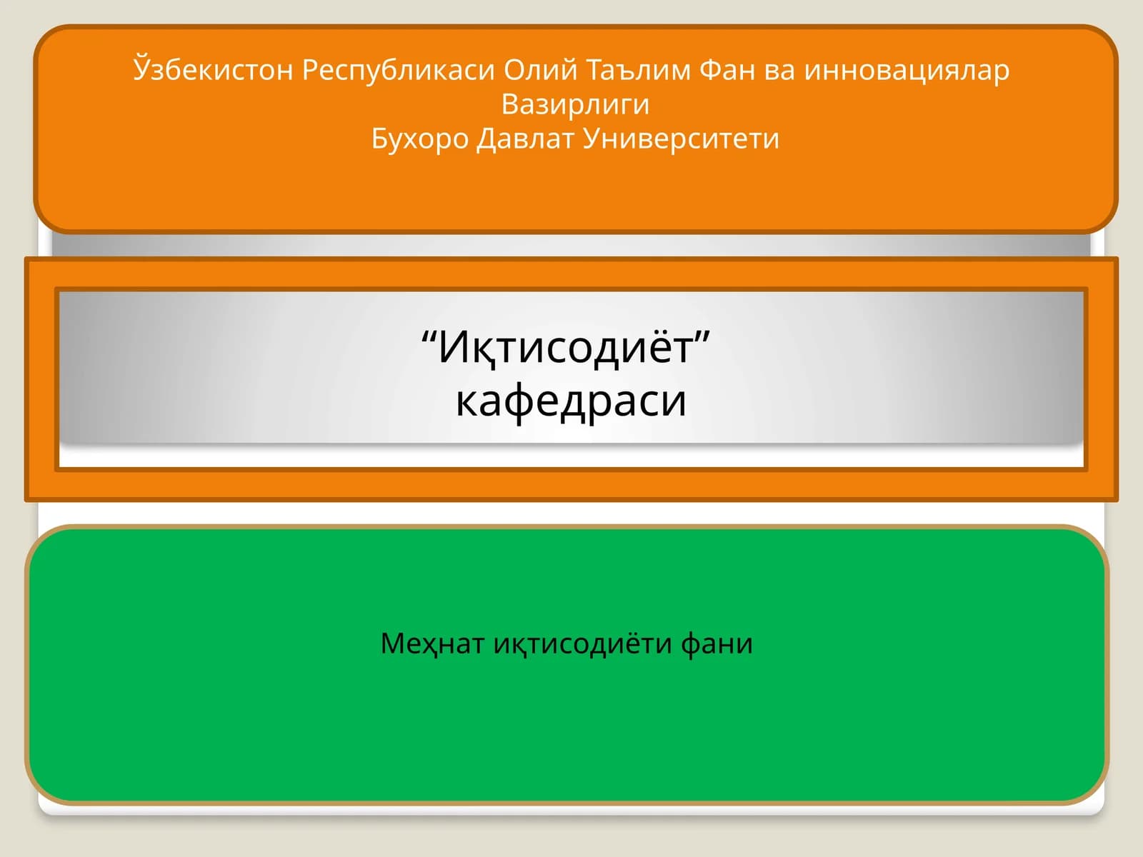 Меҳнат иқтисодиёти фани