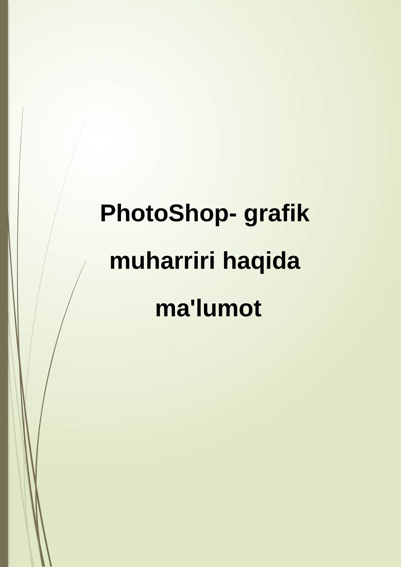 PhotoShop-grafik muharriri haqida ma'lumot