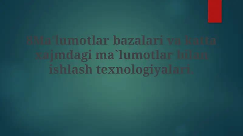Ma'lumotlar Bazasi Texnologiyalari