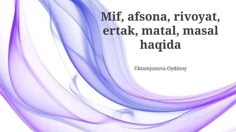 Afsona, Rivojat, Ertaklar: Ta'rif va Farqlar