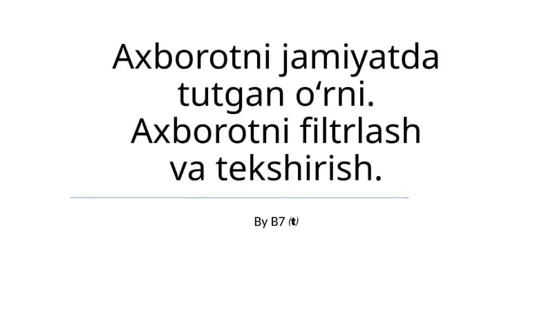 Ma'lumot Jamiyati: Ma'lumot Asosi