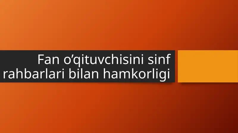Sinf rahbarining vazifalari