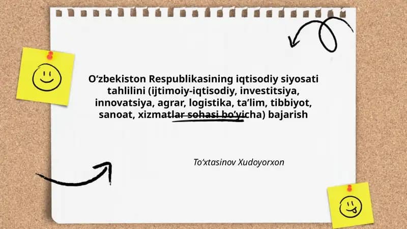 O‘zbekiston Respublikasining iqtisodiy siyosati tahlili