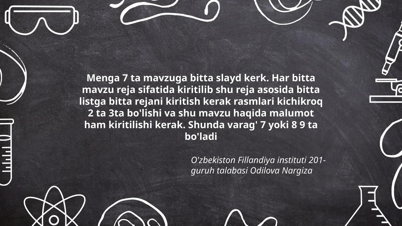 O'zbekiston Fillandiya instituti 201-guruh talabasi Odilova Nargiza
