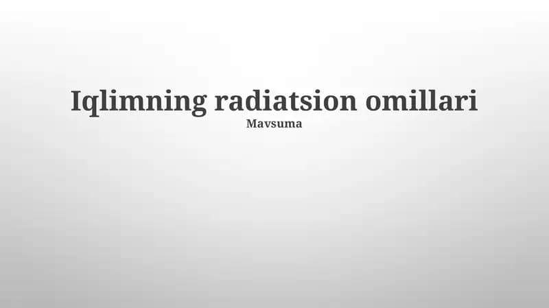 Iqlimning radiatsion omillari