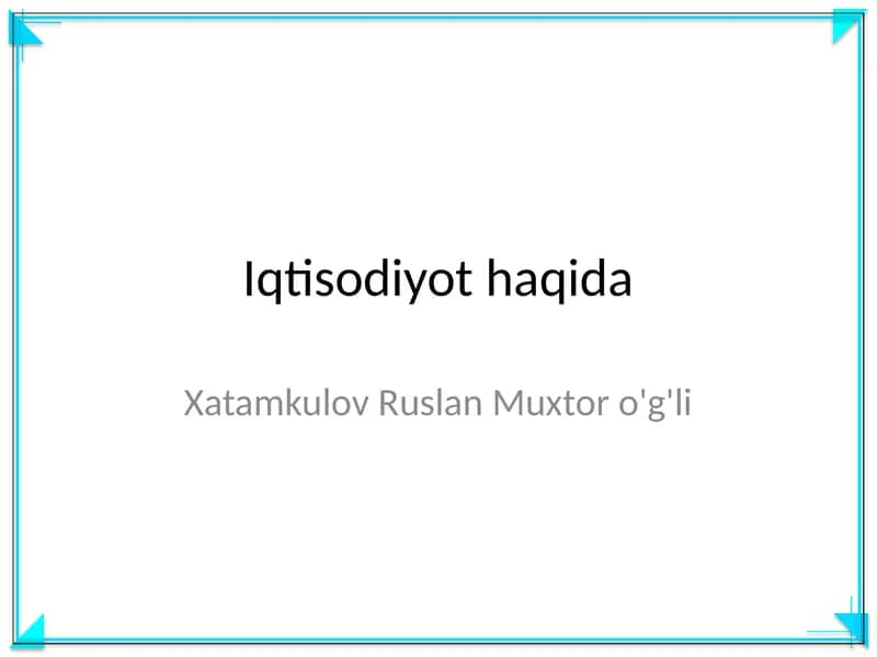 Iqtisodiyot haqida