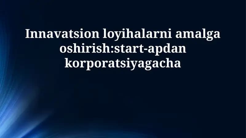 Innovatsion loyihalar