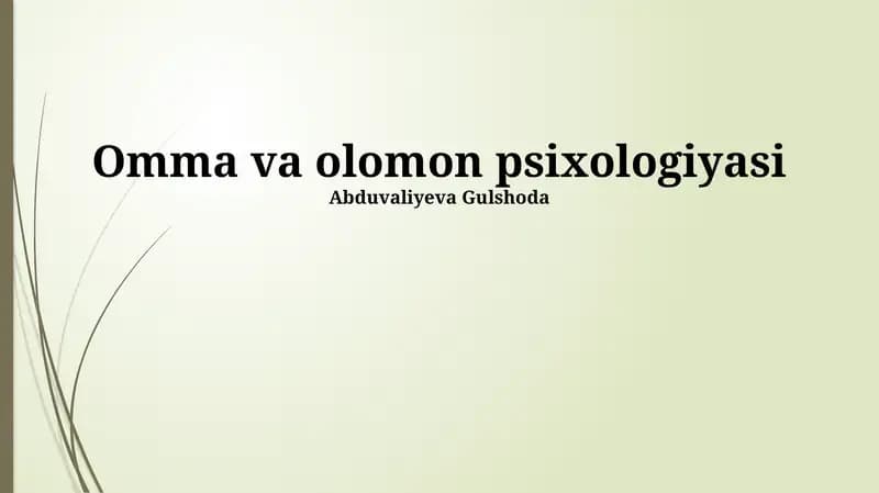 Omma va olomon psixologiyasi