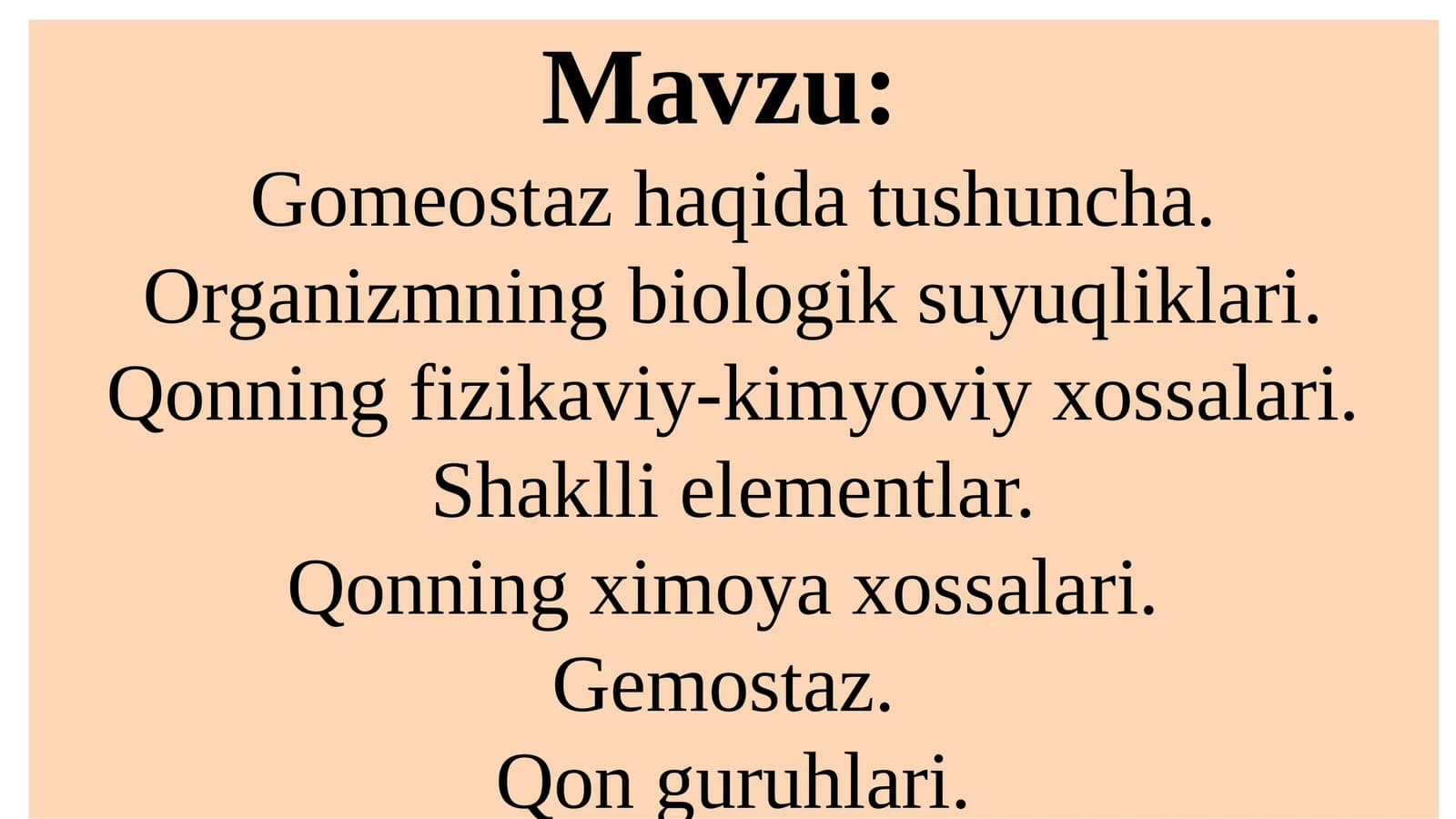 Gomeostazha haqida tushuncha