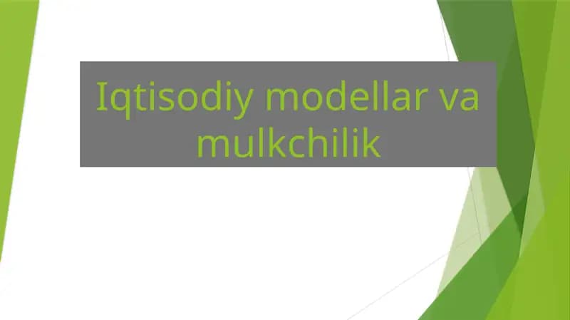 Iqtisodiymodellarvamulkchilik