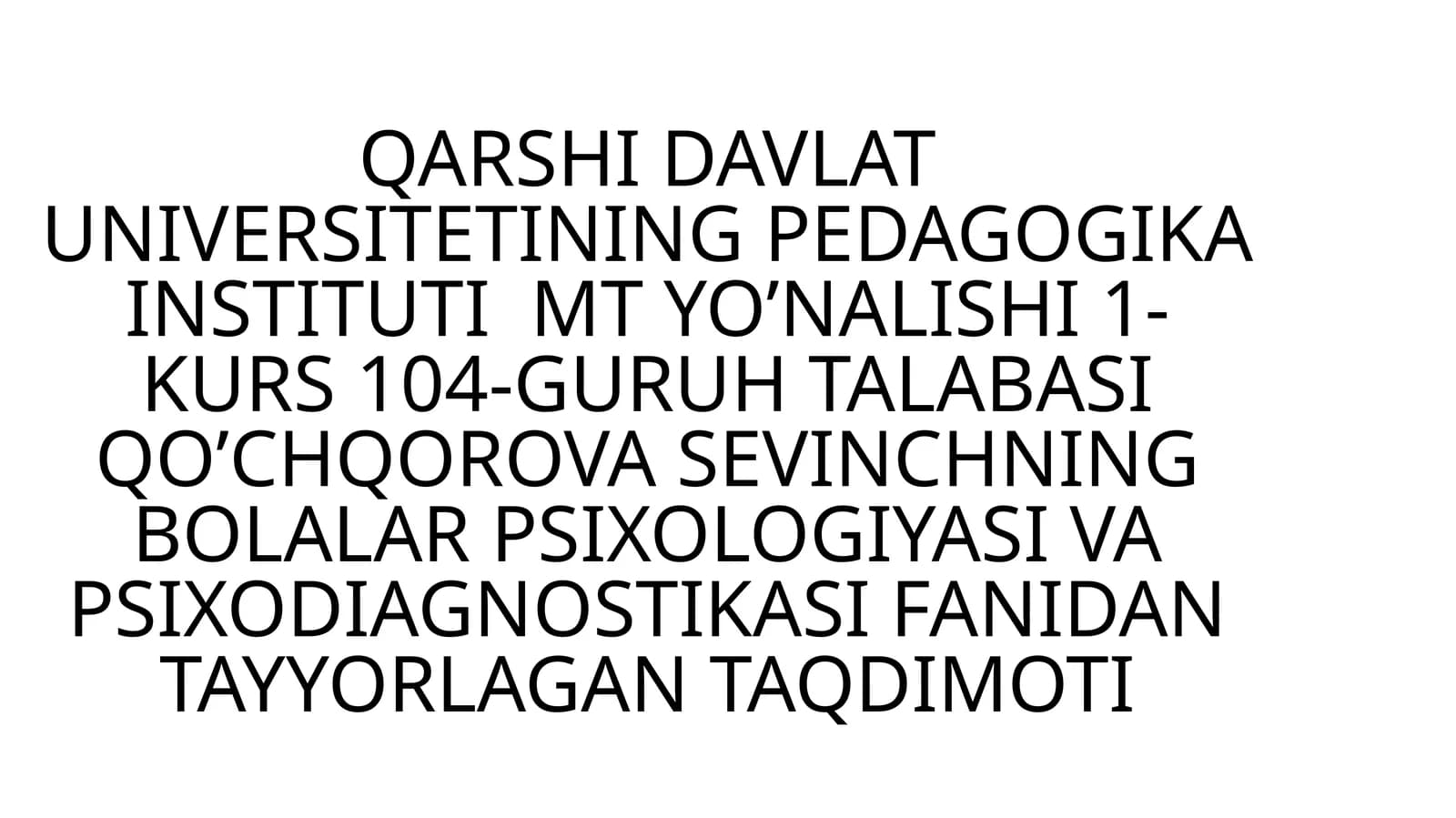 UCH YOSH INQIROZI