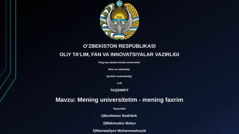 Mening universitetim - mening faxrim