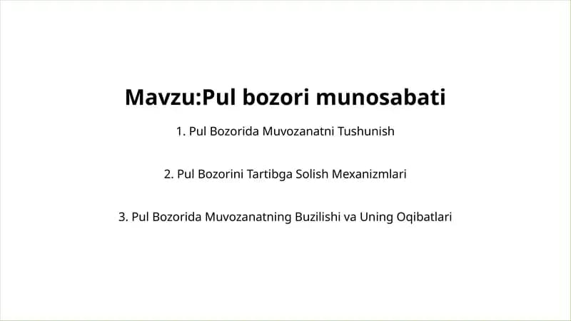 Pul bozori munosabati