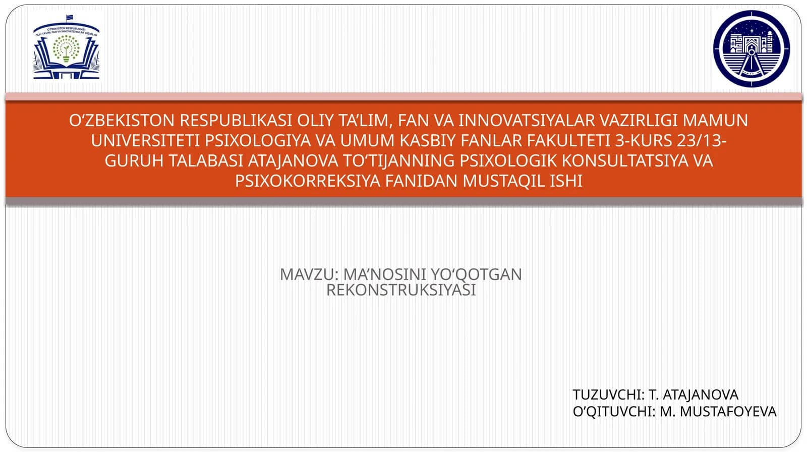 MA’NOSINI YO‘QOTGAN REKONSTRUKSIYASI