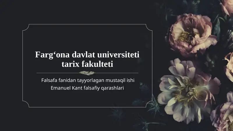 Emanuel Kant falsafiy qarashlari